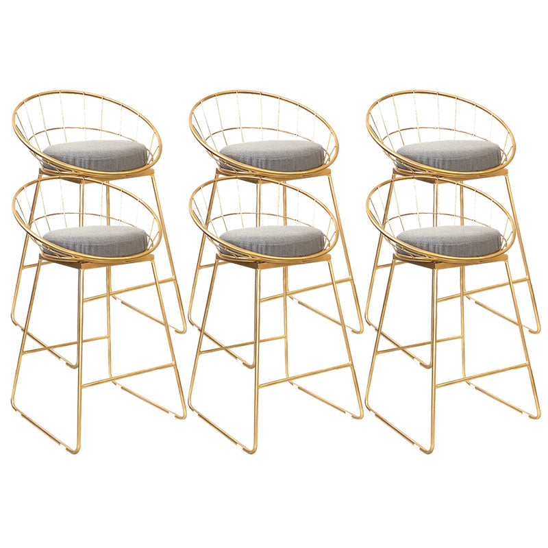 Glam Style Counter Stool Upholstered Low Back Bar Stool with Gold Frame Grey 6 Piece Set Clearhalo 'Bar Furniture' 'Bar Stools' 'bar_stools' 'furn' 'furn_bar_stools' 'Furniture' 'Kitchen & Dining Furniture' 6371174