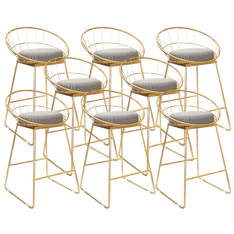 Glam Style Counter Stool Upholstered Low Back Bar Stool with Gold Frame Grey 8 Piece Set Clearhalo 'Bar Furniture' 'Bar Stools' 'bar_stools' 'furn' 'furn_bar_stools' 'Furniture' 'Kitchen & Dining Furniture' 6371176