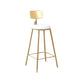 Glam Style Counter Stool Upholstered Low Back Bar Stool with Gold Frame White 1 Piece Clearhalo 'Bar Furniture' 'Bar Stools' 'bar_stools' 'furn' 'furn_bar_stools' 'Furniture' 'Kitchen & Dining Furniture' 6371178