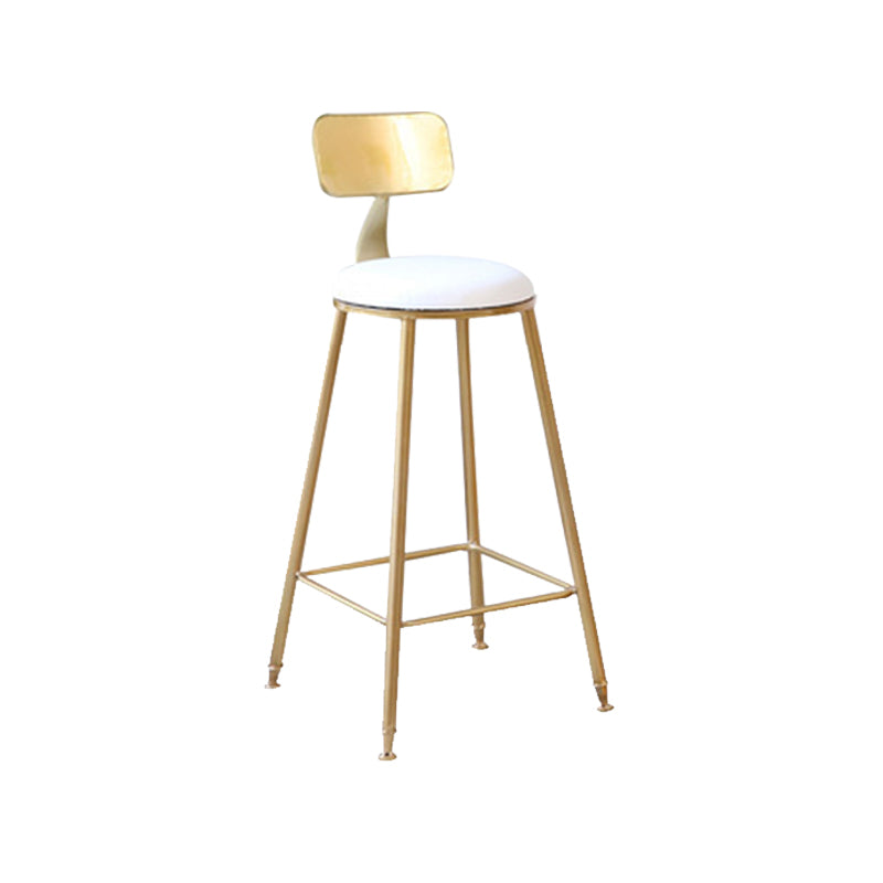 Glam Style Counter Stool Upholstered Low Back Bar Stool with Gold Frame White 1 Piece Clearhalo 'Bar Furniture' 'Bar Stools' 'bar_stools' 'furn' 'furn_bar_stools' 'Furniture' 'Kitchen & Dining Furniture' 6371178