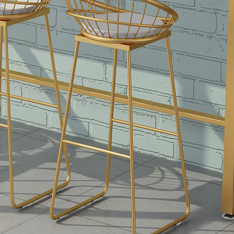 Glam Style Counter Stool Upholstered Low Back Bar Stool with Gold Frame Clearhalo 'Bar Furniture' 'Bar Stools' 'bar_stools' 'furn' 'furn_bar_stools' 'Furniture' 'Kitchen & Dining Furniture' 6371179