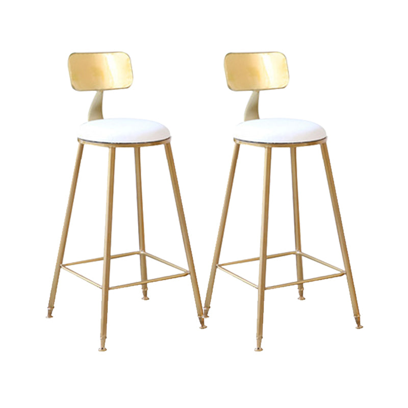 Glam Style Counter Stool Upholstered Low Back Bar Stool with Gold Frame White 2 Piece Set Clearhalo 'Bar Furniture' 'Bar Stools' 'bar_stools' 'furn' 'furn_bar_stools' 'Furniture' 'Kitchen & Dining Furniture' 6371180