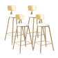 Glam Style Counter Stool Upholstered Low Back Bar Stool with Gold Frame White 4 Piece Set Clearhalo 'Bar Furniture' 'Bar Stools' 'bar_stools' 'furn' 'furn_bar_stools' 'Furniture' 'Kitchen & Dining Furniture' 6371181