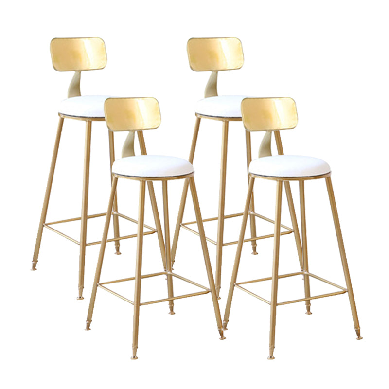 Glam Style Counter Stool Upholstered Low Back Bar Stool with Gold Frame White 4 Piece Set Clearhalo 'Bar Furniture' 'Bar Stools' 'bar_stools' 'furn' 'furn_bar_stools' 'Furniture' 'Kitchen & Dining Furniture' 6371181
