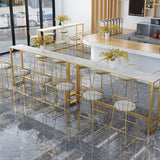 Glam Style Counter Stool Upholstered Low Back Bar Stool with Gold Frame