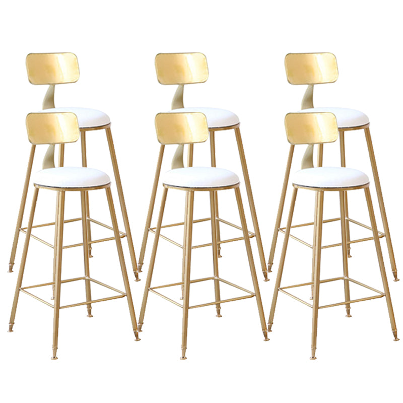 Glam Style Counter Stool Upholstered Low Back Bar Stool with Gold Frame White 6 Piece Set Clearhalo 'Bar Furniture' 'Bar Stools' 'bar_stools' 'furn' 'furn_bar_stools' 'Furniture' 'Kitchen & Dining Furniture' 6371184