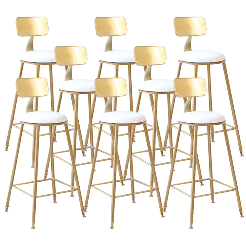 Glam Style Counter Stool Upholstered Low Back Bar Stool with Gold Frame White 8 Piece Set Clearhalo 'Bar Furniture' 'Bar Stools' 'bar_stools' 'furn' 'furn_bar_stools' 'Furniture' 'Kitchen & Dining Furniture' 6371186