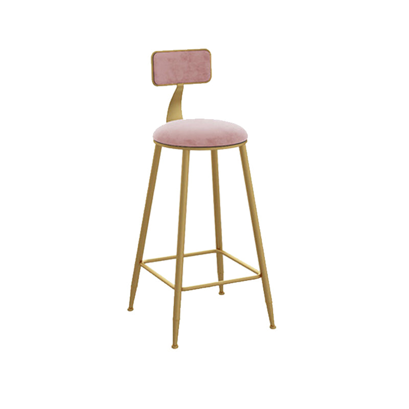 Glam Style Counter Stool Upholstered Low Back Bar Stool with Gold Frame Pink 1 Piece Clearhalo 'Bar Furniture' 'Bar Stools' 'bar_stools' 'furn' 'furn_bar_stools' 'Furniture' 'Kitchen & Dining Furniture' 6371187
