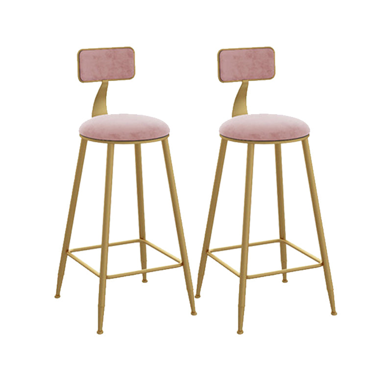 Glam Style Counter Stool Upholstered Low Back Bar Stool with Gold Frame Pink 2 Piece Set Clearhalo 'Bar Furniture' 'Bar Stools' 'bar_stools' 'furn' 'furn_bar_stools' 'Furniture' 'Kitchen & Dining Furniture' 6371190