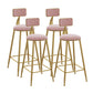 Glam Style Counter Stool Upholstered Low Back Bar Stool with Gold Frame Pink 4 Piece Set Clearhalo 'Bar Furniture' 'Bar Stools' 'bar_stools' 'furn' 'furn_bar_stools' 'Furniture' 'Kitchen & Dining Furniture' 6371192