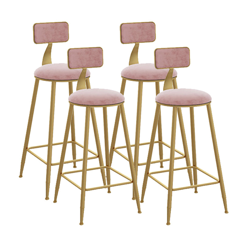 Glam Style Counter Stool Upholstered Low Back Bar Stool with Gold Frame Pink 4 Piece Set Clearhalo 'Bar Furniture' 'Bar Stools' 'bar_stools' 'furn' 'furn_bar_stools' 'Furniture' 'Kitchen & Dining Furniture' 6371192