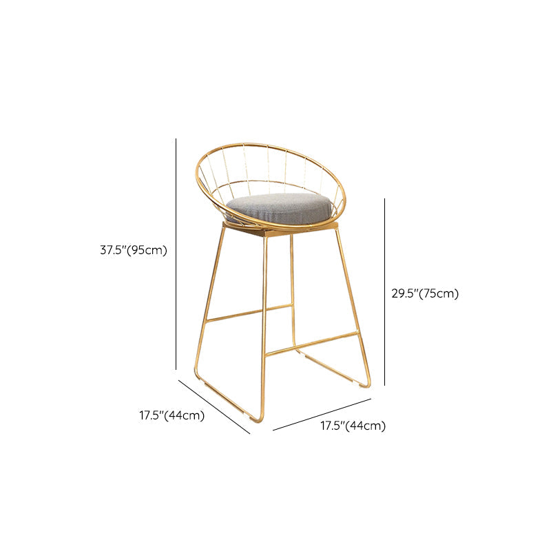 Glam Style Counter Stool Upholstered Low Back Bar Stool with Gold Frame Clearhalo 'Bar Furniture' 'Bar Stools' 'bar_stools' 'furn' 'furn_bar_stools' 'Furniture' 'Kitchen & Dining Furniture' 6371197