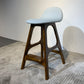 Industrial Ash Solid Wood Counter Stool Low Back Bar Stool with Footrest