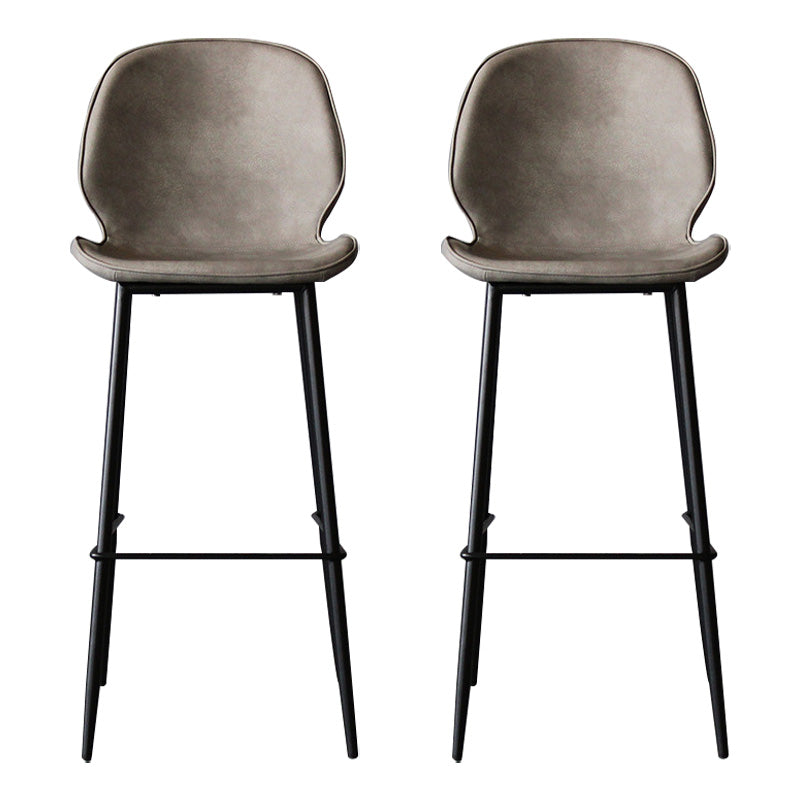 Contemporary Faux Leather Counter Stool Low Back Stool with Black Frame Grey 2 Piece Set Clearhalo 'Bar Furniture' 'Bar Stools' 'bar_stools' 'furn' 'furn_bar_stools' 'Furniture' 'Kitchen & Dining Furniture' 6371263