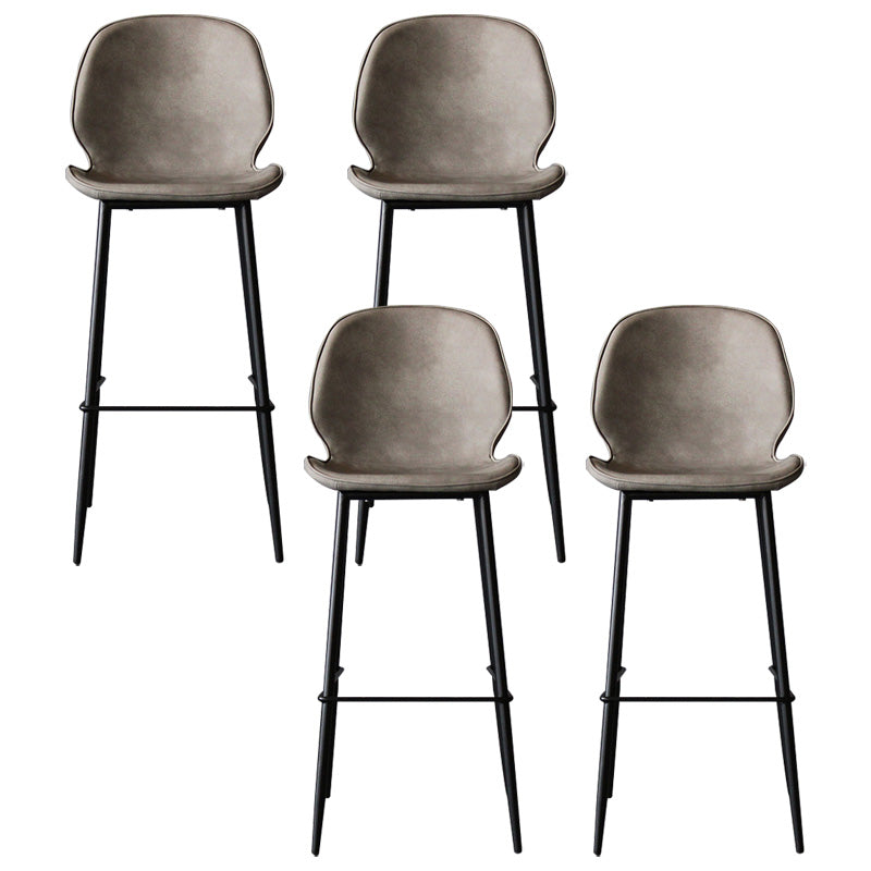 Contemporary Faux Leather Counter Stool Low Back Stool with Black Frame Grey 4 Piece Set Clearhalo 'Bar Furniture' 'Bar Stools' 'bar_stools' 'furn' 'furn_bar_stools' 'Furniture' 'Kitchen & Dining Furniture' 6371265