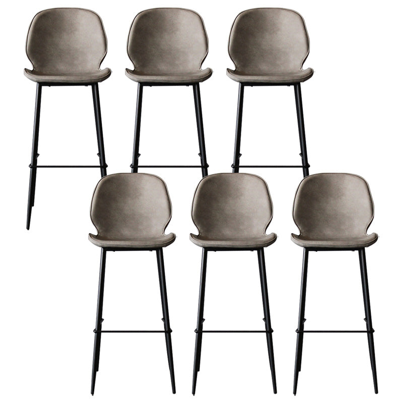 Contemporary Faux Leather Counter Stool Low Back Stool with Black Frame Grey 6 Piece Set Clearhalo 'Bar Furniture' 'Bar Stools' 'bar_stools' 'furn' 'furn_bar_stools' 'Furniture' 'Kitchen & Dining Furniture' 6371266