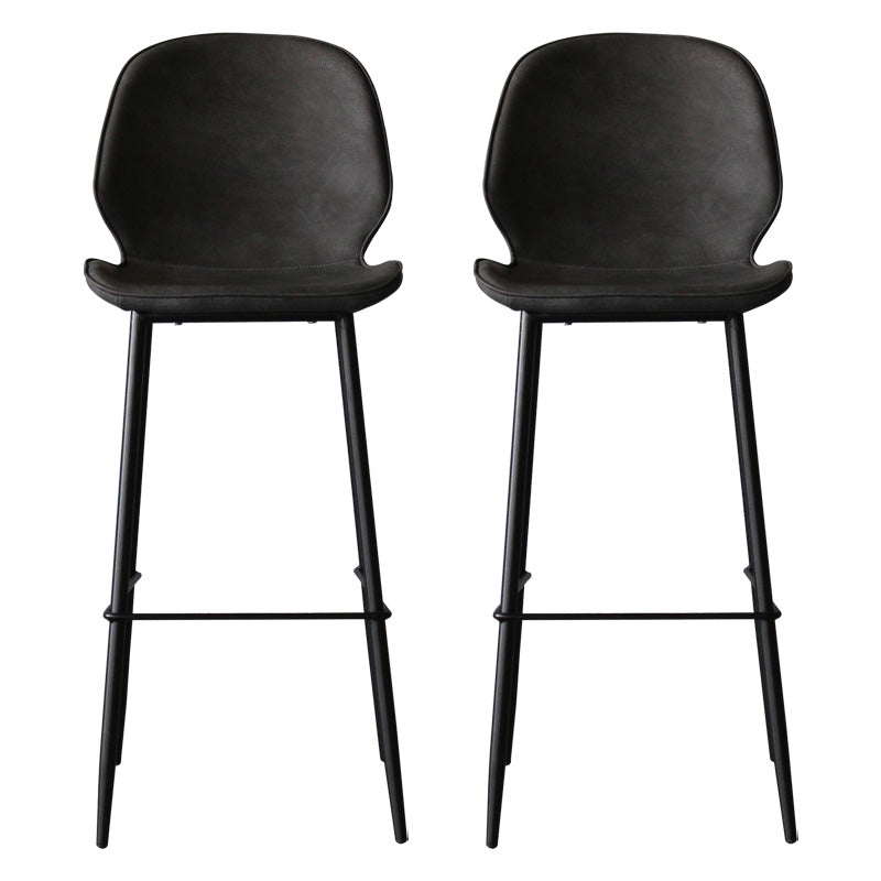 Contemporary Faux Leather Counter Stool Low Back Stool with Black Frame Dark Gray 2 Piece Set Clearhalo 'Bar Furniture' 'Bar Stools' 'bar_stools' 'furn' 'furn_bar_stools' 'Furniture' 'Kitchen & Dining Furniture' 6371271