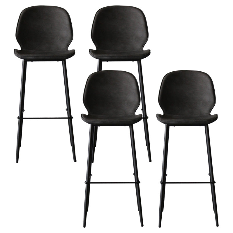 Contemporary Faux Leather Counter Stool Low Back Stool with Black Frame Dark Gray 4 Piece Set Clearhalo 'Bar Furniture' 'Bar Stools' 'bar_stools' 'furn' 'furn_bar_stools' 'Furniture' 'Kitchen & Dining Furniture' 6371273
