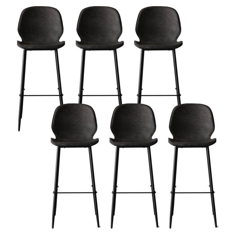 Contemporary Faux Leather Counter Stool Low Back Stool with Black Frame Dark Gray 6 Piece Set Clearhalo 'Bar Furniture' 'Bar Stools' 'bar_stools' 'furn' 'furn_bar_stools' 'Furniture' 'Kitchen & Dining Furniture' 6371275