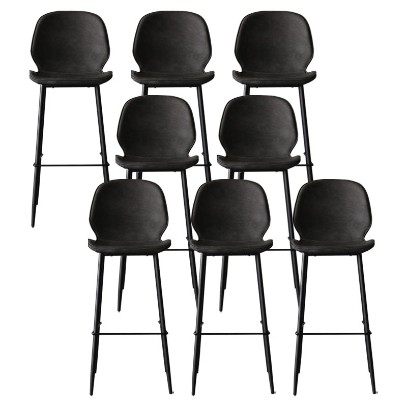 Contemporary Faux Leather Counter Stool Low Back Stool with Black Frame Dark Gray 8 Piece Set Clearhalo 'Bar Furniture' 'Bar Stools' 'bar_stools' 'furn' 'furn_bar_stools' 'Furniture' 'Kitchen & Dining Furniture' 6371276