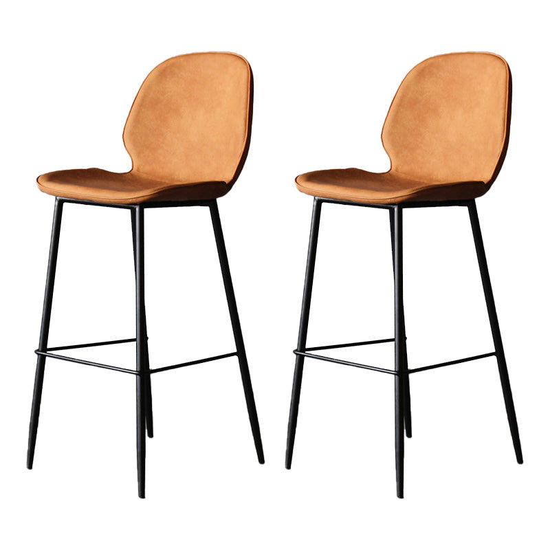 Contemporary Faux Leather Counter Stool Low Back Stool with Black Frame Orange 2 Piece Set Clearhalo 'Bar Furniture' 'Bar Stools' 'bar_stools' 'furn' 'furn_bar_stools' 'Furniture' 'Kitchen & Dining Furniture' 6371279