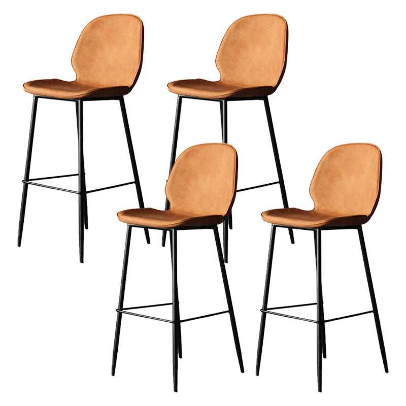 Contemporary Faux Leather Counter Stool Low Back Stool with Black Frame Orange 4 Piece Set Clearhalo 'Bar Furniture' 'Bar Stools' 'bar_stools' 'furn' 'furn_bar_stools' 'Furniture' 'Kitchen & Dining Furniture' 6371280