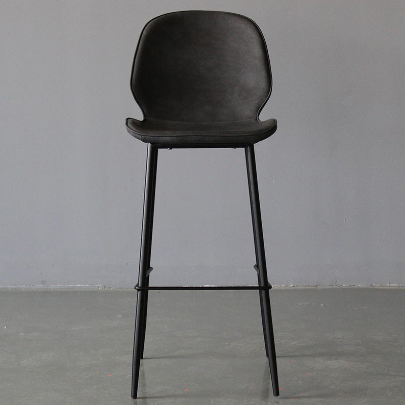 Contemporary Faux Leather Counter Stool Low Back Stool with Black Frame Dark Gray 1 Piece Clearhalo 'Bar Furniture' 'Bar Stools' 'bar_stools' 'furn' 'furn_bar_stools' 'Furniture' 'Kitchen & Dining Furniture' 6371281