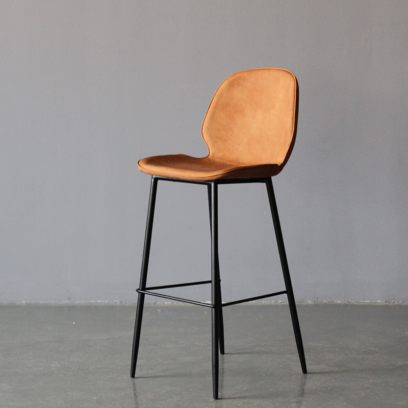 Contemporary Faux Leather Counter Stool Low Back Stool with Black Frame Orange 1 Piece Clearhalo 'Bar Furniture' 'Bar Stools' 'bar_stools' 'furn' 'furn_bar_stools' 'Furniture' 'Kitchen & Dining Furniture' 6371282