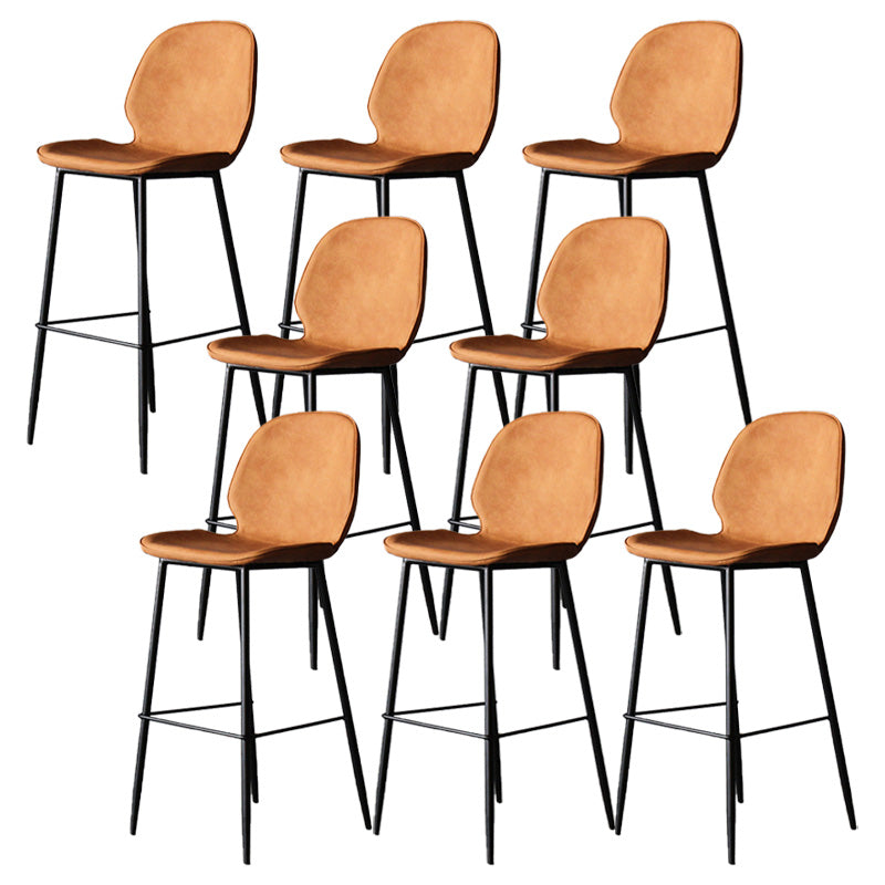 Contemporary Faux Leather Counter Stool Low Back Stool with Black Frame Orange 8 Piece Set Clearhalo 'Bar Furniture' 'Bar Stools' 'bar_stools' 'furn' 'furn_bar_stools' 'Furniture' 'Kitchen & Dining Furniture' 6371285