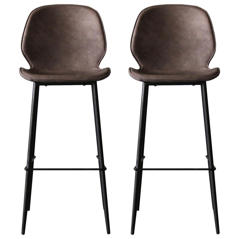 Contemporary Faux Leather Counter Stool Low Back Stool with Black Frame Brown 2 Piece Set Clearhalo 'Bar Furniture' 'Bar Stools' 'bar_stools' 'furn' 'furn_bar_stools' 'Furniture' 'Kitchen & Dining Furniture' 6371287