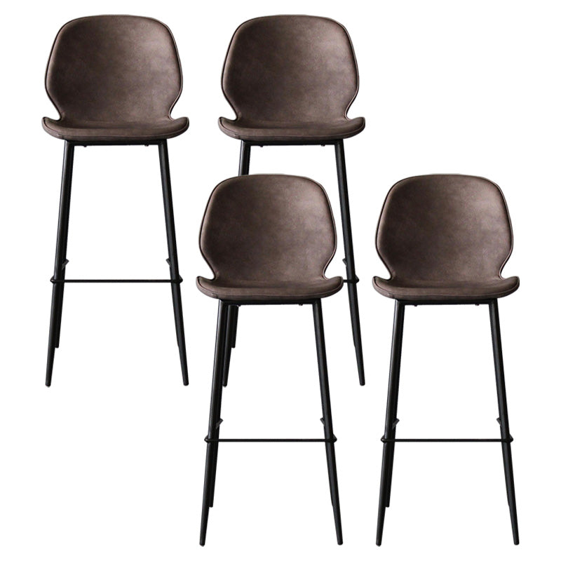 Contemporary Faux Leather Counter Stool Low Back Stool with Black Frame Brown 4 Piece Set Clearhalo 'Bar Furniture' 'Bar Stools' 'bar_stools' 'furn' 'furn_bar_stools' 'Furniture' 'Kitchen & Dining Furniture' 6371288