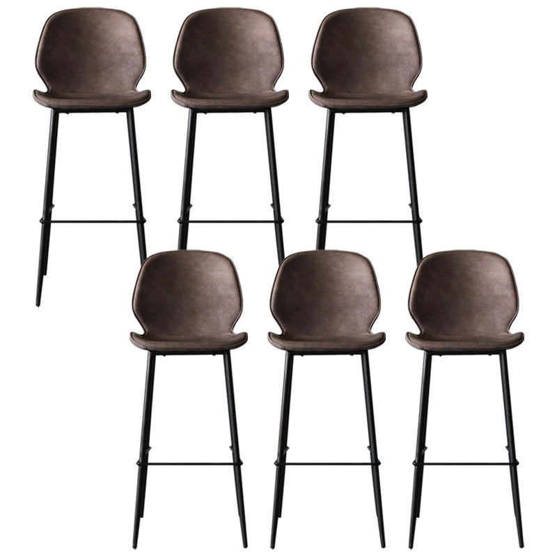 Contemporary Faux Leather Counter Stool Low Back Stool with Black Frame Brown 6 Piece Set Clearhalo 'Bar Furniture' 'Bar Stools' 'bar_stools' 'furn' 'furn_bar_stools' 'Furniture' 'Kitchen & Dining Furniture' 6371289