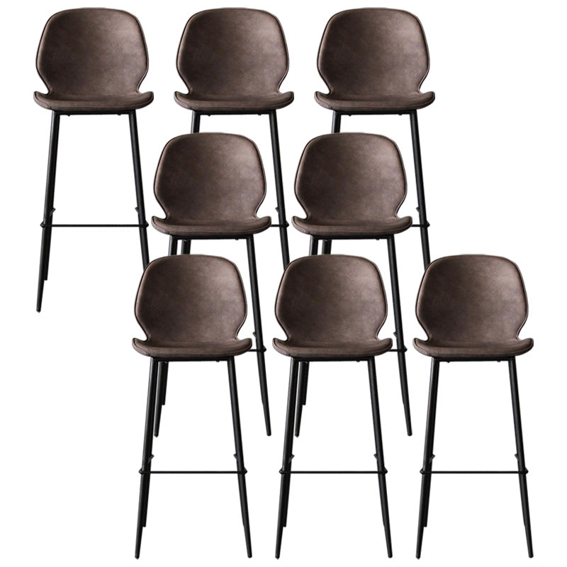 Contemporary Faux Leather Counter Stool Low Back Stool with Black Frame Brown 8 Piece Set Clearhalo 'Bar Furniture' 'Bar Stools' 'bar_stools' 'furn' 'furn_bar_stools' 'Furniture' 'Kitchen & Dining Furniture' 6371290