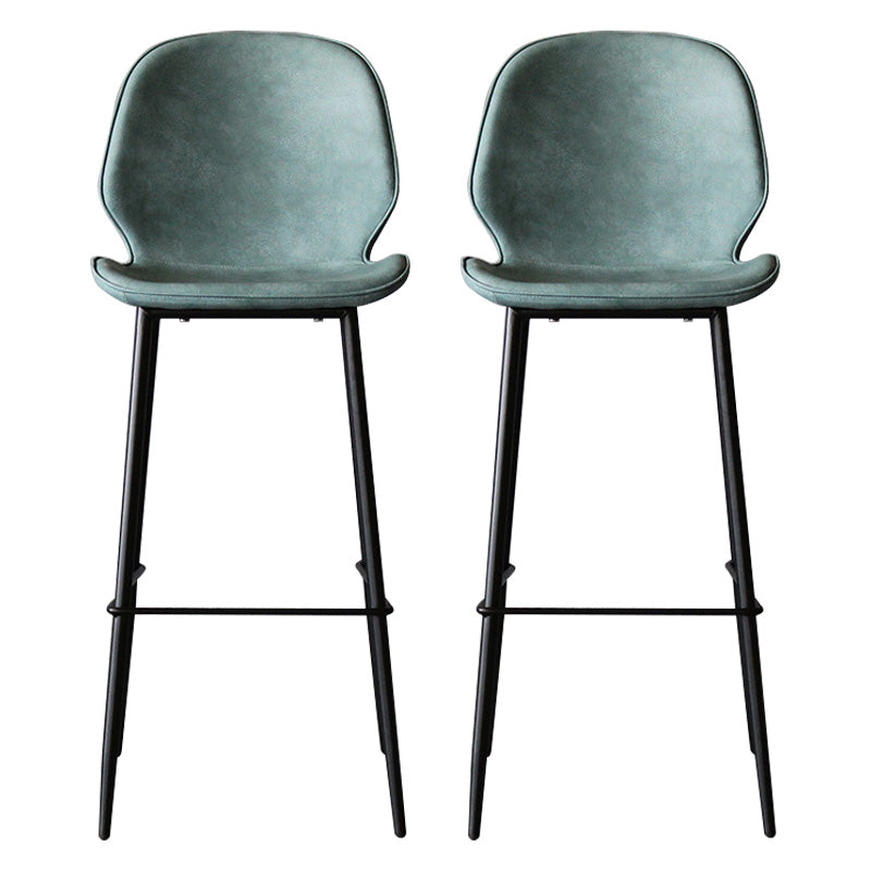 Contemporary Faux Leather Counter Stool Low Back Stool with Black Frame Blue 2 Piece Set Clearhalo 'Bar Furniture' 'Bar Stools' 'bar_stools' 'furn' 'furn_bar_stools' 'Furniture' 'Kitchen & Dining Furniture' 6371291