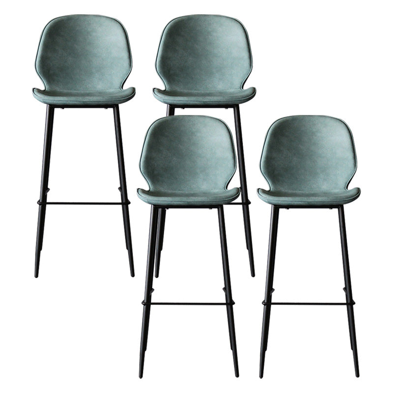 Contemporary Faux Leather Counter Stool Low Back Stool with Black Frame Blue 4 Piece Set Clearhalo 'Bar Furniture' 'Bar Stools' 'bar_stools' 'furn' 'furn_bar_stools' 'Furniture' 'Kitchen & Dining Furniture' 6371292