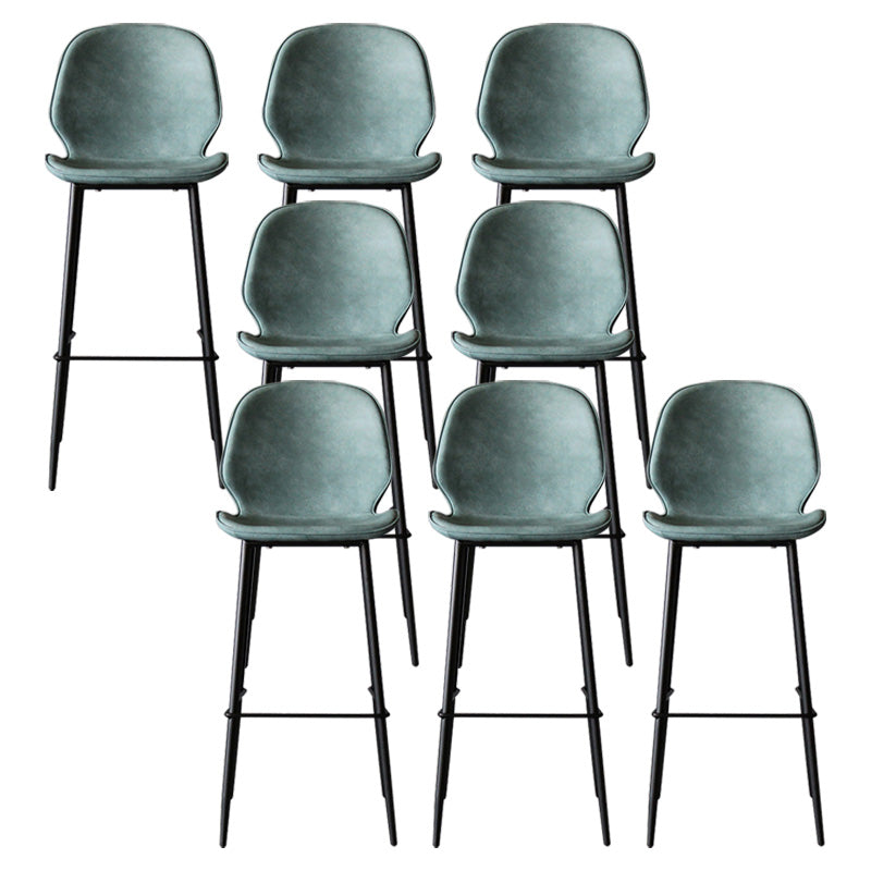Contemporary Faux Leather Counter Stool Low Back Stool with Black Frame Blue 8 Piece Set Clearhalo 'Bar Furniture' 'Bar Stools' 'bar_stools' 'furn' 'furn_bar_stools' 'Furniture' 'Kitchen & Dining Furniture' 6371294