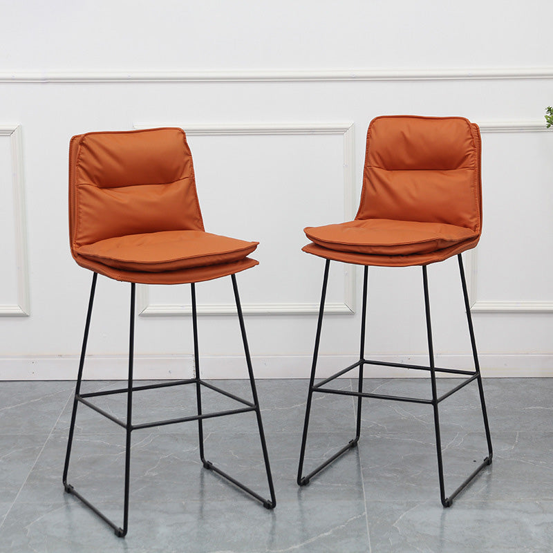 Modern Faux Leather Counter Stool Bar-height Bar Stool with Black Frame Clearhalo 'Bar Furniture' 'Bar Stools' 'bar_stools' 'furn' 'furn_bar_stools' 'Furniture' 'Kitchen & Dining Furniture' 6371297