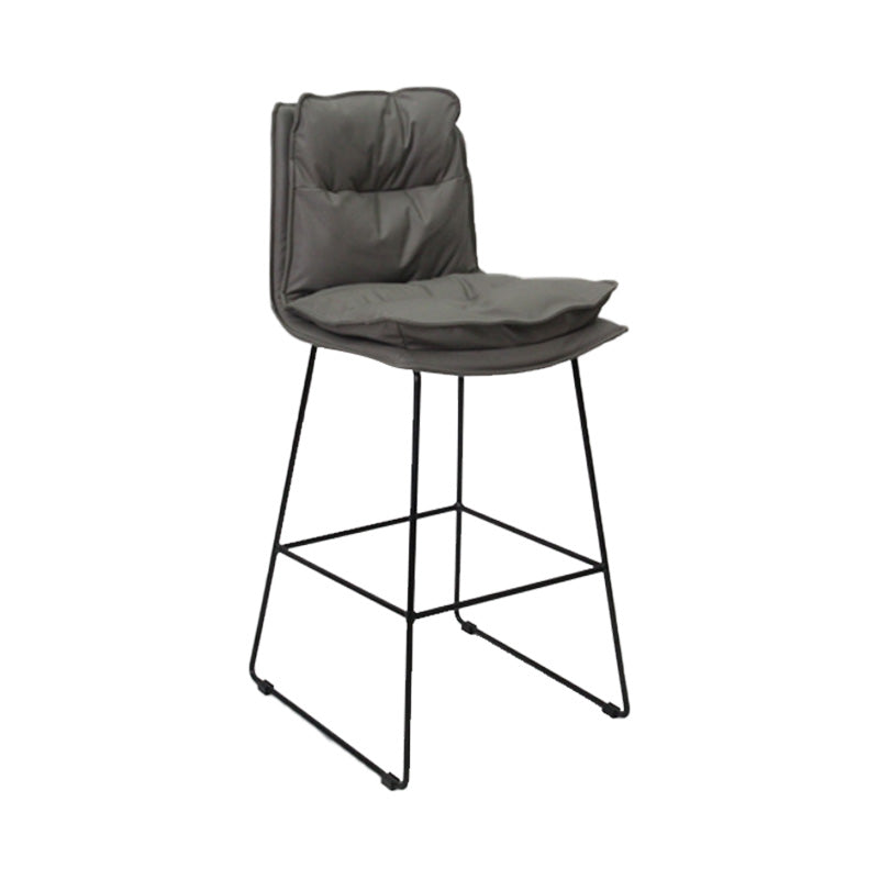 Modern Faux Leather Counter Stool Bar-height Bar Stool with Black Frame Grey 1 Piece Clearhalo 'Bar Furniture' 'Bar Stools' 'bar_stools' 'furn' 'furn_bar_stools' 'Furniture' 'Kitchen & Dining Furniture' 6371298