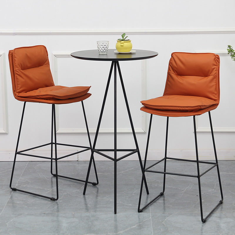 Modern Faux Leather Counter Stool Bar-height Bar Stool with Black Frame Clearhalo 'Bar Furniture' 'Bar Stools' 'bar_stools' 'furn' 'furn_bar_stools' 'Furniture' 'Kitchen & Dining Furniture' 6371299