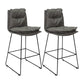 Modern Faux Leather Counter Stool Bar-height Bar Stool with Black Frame Grey 2 Piece Set Clearhalo 'Bar Furniture' 'Bar Stools' 'bar_stools' 'furn' 'furn_bar_stools' 'Furniture' 'Kitchen & Dining Furniture' 6371300