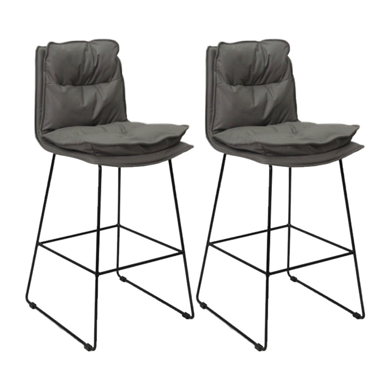 Modern Faux Leather Counter Stool Bar-height Bar Stool with Black Frame Grey 2 Piece Set Clearhalo 'Bar Furniture' 'Bar Stools' 'bar_stools' 'furn' 'furn_bar_stools' 'Furniture' 'Kitchen & Dining Furniture' 6371300