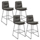 Modern Faux Leather Counter Stool Bar-height Bar Stool with Black Frame Grey 4 Piece Set Clearhalo 'Bar Furniture' 'Bar Stools' 'bar_stools' 'furn' 'furn_bar_stools' 'Furniture' 'Kitchen & Dining Furniture' 6371301