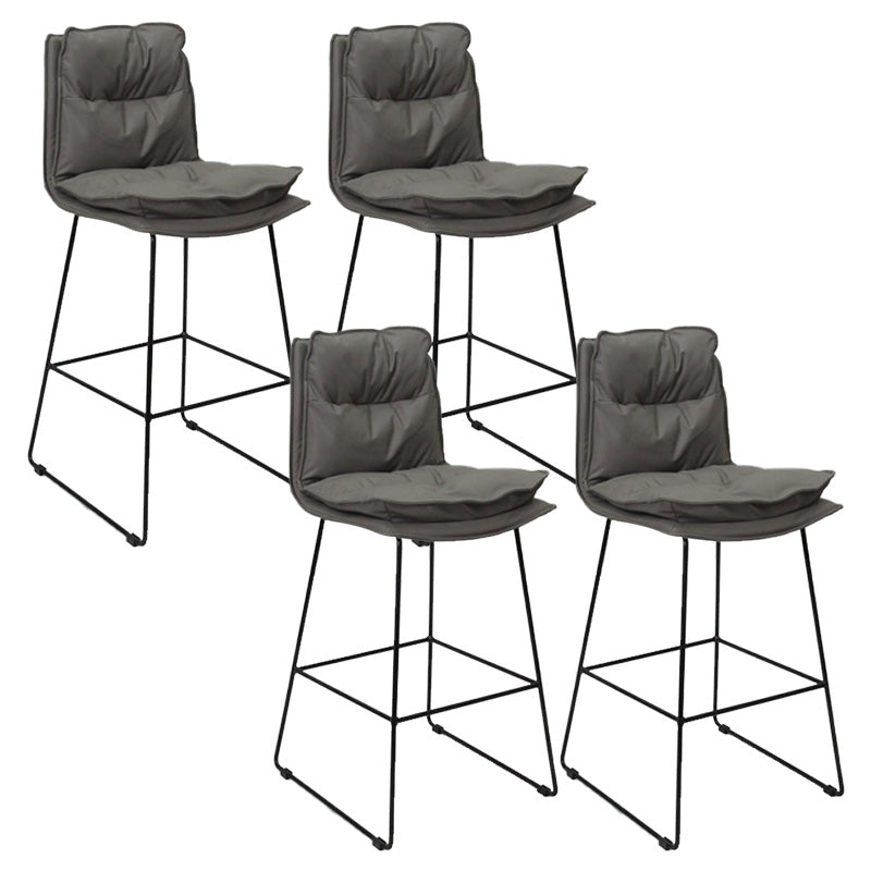 Modern Faux Leather Counter Stool Bar-height Bar Stool with Black Frame Grey 4 Piece Set Clearhalo 'Bar Furniture' 'Bar Stools' 'bar_stools' 'furn' 'furn_bar_stools' 'Furniture' 'Kitchen & Dining Furniture' 6371301