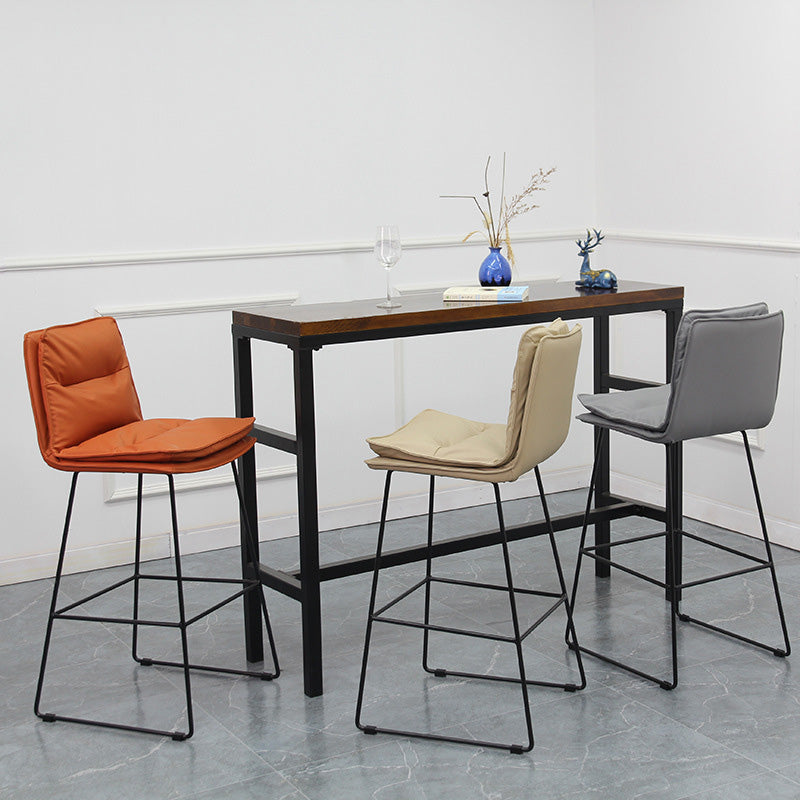 Modern Faux Leather Counter Stool Bar-height Bar Stool with Black Frame Clearhalo 'Bar Furniture' 'Bar Stools' 'bar_stools' 'furn' 'furn_bar_stools' 'Furniture' 'Kitchen & Dining Furniture' 6371303