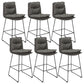 Modern Faux Leather Counter Stool Bar-height Bar Stool with Black Frame Grey 6 Piece Set Clearhalo 'Bar Furniture' 'Bar Stools' 'bar_stools' 'furn' 'furn_bar_stools' 'Furniture' 'Kitchen & Dining Furniture' 6371304