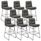 Modern Faux Leather Counter Stool Bar-height Bar Stool with Black Frame Grey 8 Piece Set Clearhalo 'Bar Furniture' 'Bar Stools' 'bar_stools' 'furn' 'furn_bar_stools' 'Furniture' 'Kitchen & Dining Furniture' 6371305