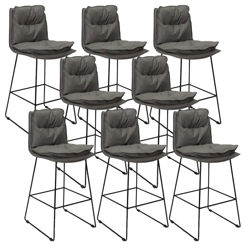 Modern Faux Leather Counter Stool Bar-height Bar Stool with Black Frame Grey 8 Piece Set Clearhalo 'Bar Furniture' 'Bar Stools' 'bar_stools' 'furn' 'furn_bar_stools' 'Furniture' 'Kitchen & Dining Furniture' 6371305