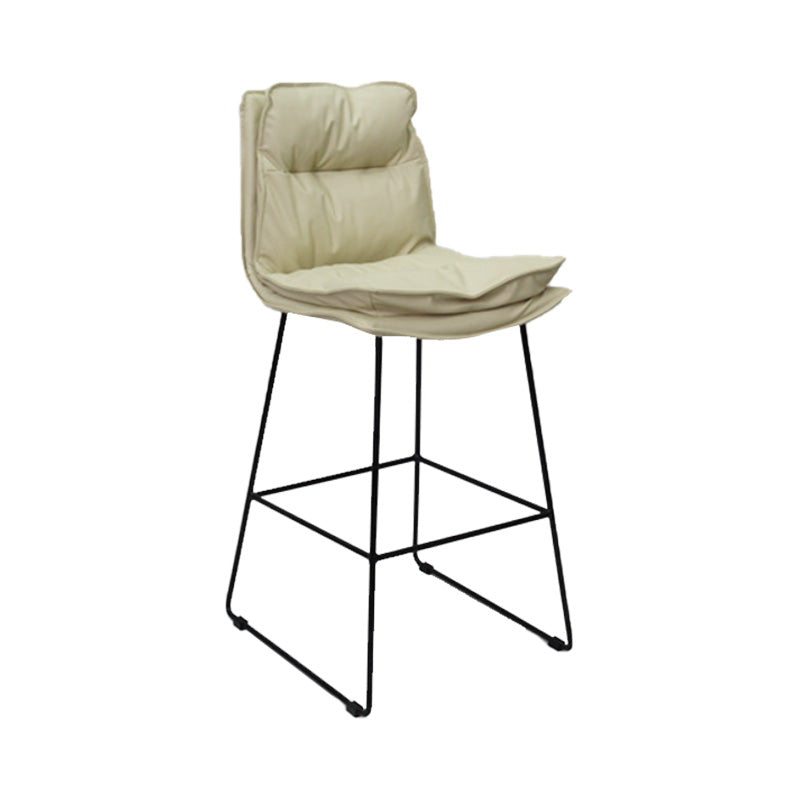 Modern Faux Leather Counter Stool Bar-height Bar Stool with Black Frame White 1 Piece Clearhalo 'Bar Furniture' 'Bar Stools' 'bar_stools' 'furn' 'furn_bar_stools' 'Furniture' 'Kitchen & Dining Furniture' 6371307