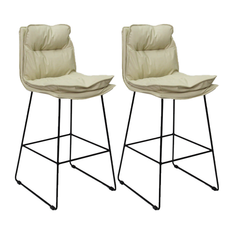 Modern Faux Leather Counter Stool Bar-height Bar Stool with Black Frame White 2 Piece Set Clearhalo 'Bar Furniture' 'Bar Stools' 'bar_stools' 'furn' 'furn_bar_stools' 'Furniture' 'Kitchen & Dining Furniture' 6371310