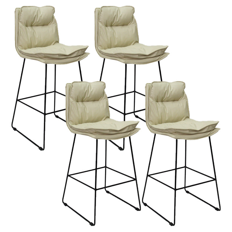Modern Faux Leather Counter Stool Bar-height Bar Stool with Black Frame White 4 Piece Set Clearhalo 'Bar Furniture' 'Bar Stools' 'bar_stools' 'furn' 'furn_bar_stools' 'Furniture' 'Kitchen & Dining Furniture' 6371311